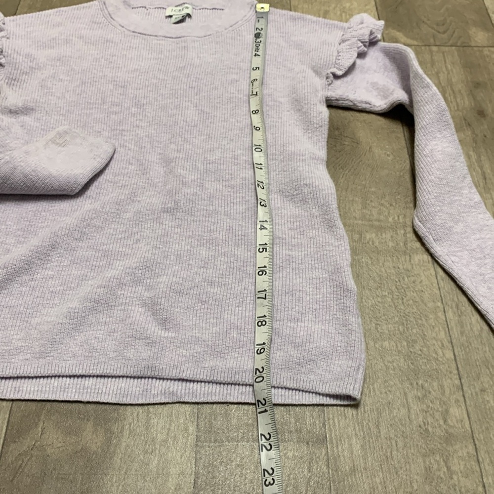 Womens J. Crew Lavender Ruffle Long Sleeve Pullover Ribbed Sweater‎ - Picture 5 of 8